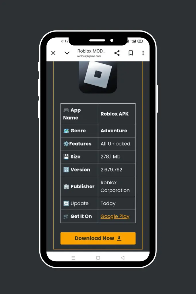 How to download roblox APK - step 1